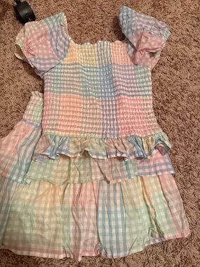 art class Pastel Gingham Smocked Dress - Pink, Blue, Yellow, Green